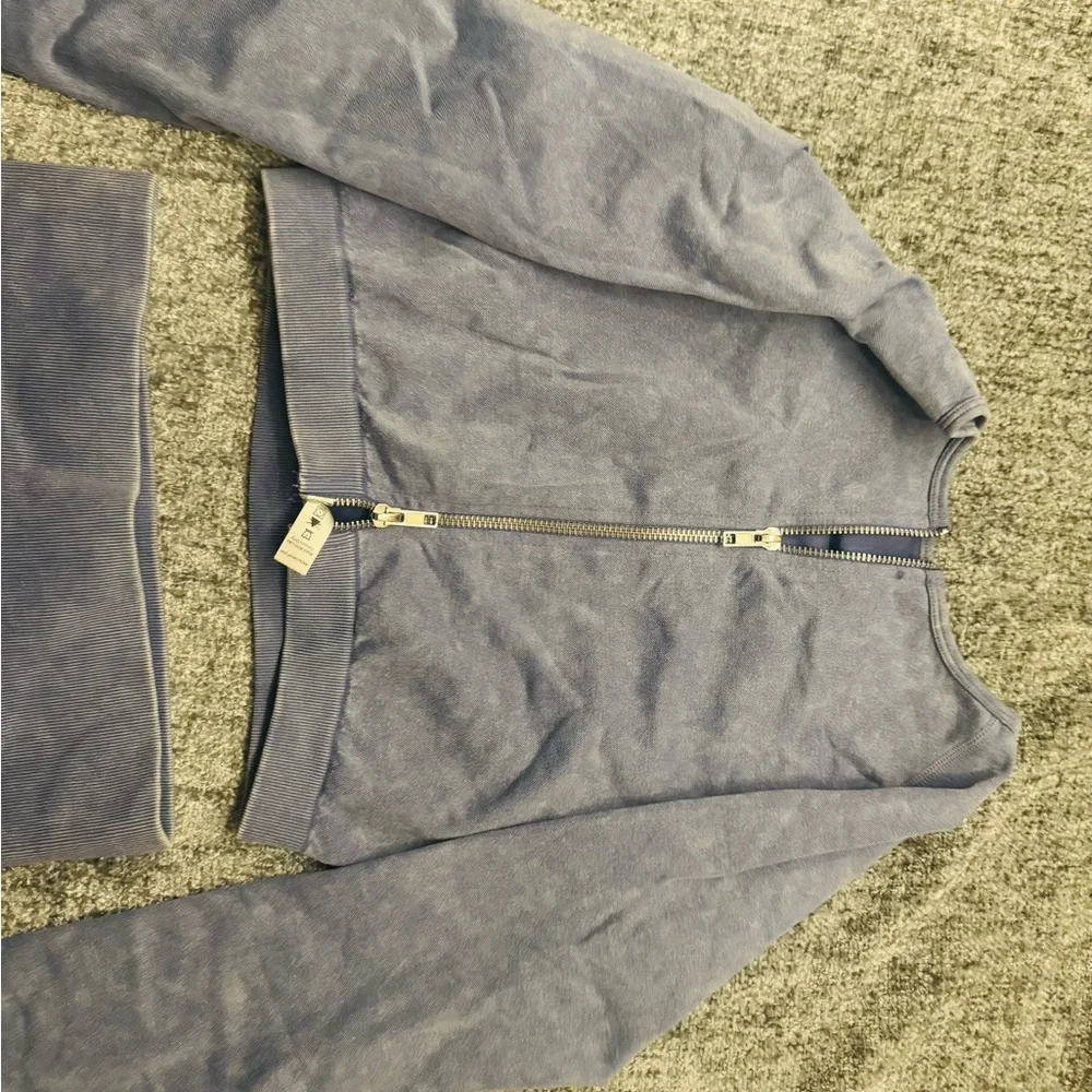 Women's Blue Zip-Up Jacket - Picture 3 of 4